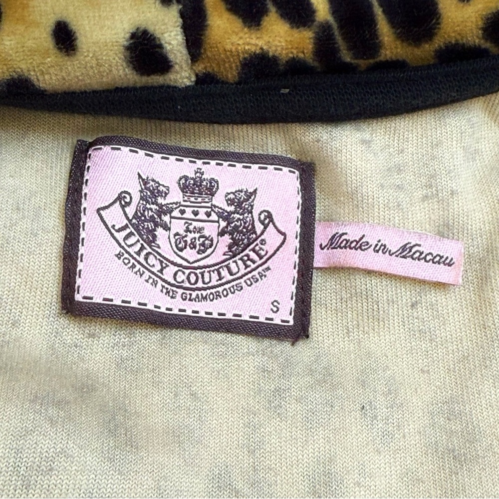 Y2K JUICY COUTURE TAN BROWN BLACK VELOUR VELVET ZIP UP HOODIE SWEATSHIRT - Picture 8 of 9